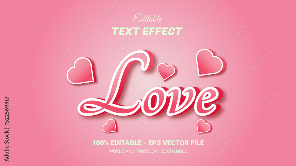 love 3d editable text effect