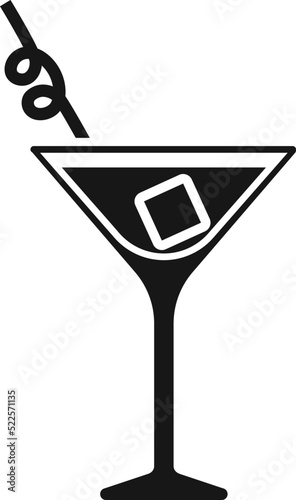 Party cocktail icon. Black drink glass symbol