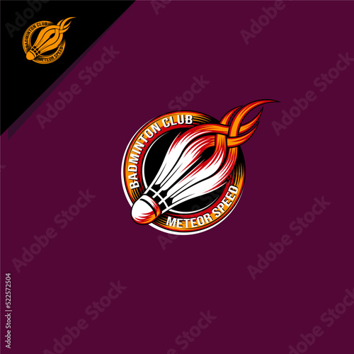 illustration of badminton shuttlecock with fire. for logo or icon
