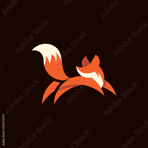 Jump Foxy Animal Modern Creative Logo, abstract orange fox jumping and running, fox wall art design, minimal foxes line logo icon illustration