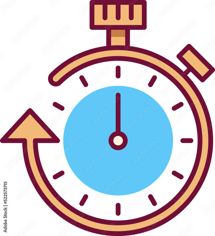 Repeating timer icon. Stopwatch color line symbol Repeating timer icon. Stopwatch color line symbol