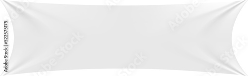 White banner mockup. Realistic wrinkled blank textile