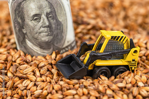 Concept : harvesting a large grain harvest for sale on world markets