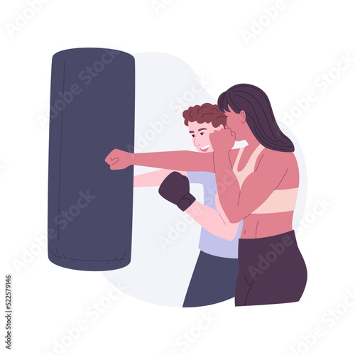 Boxing instructor isolated cartoon vector illustrations.