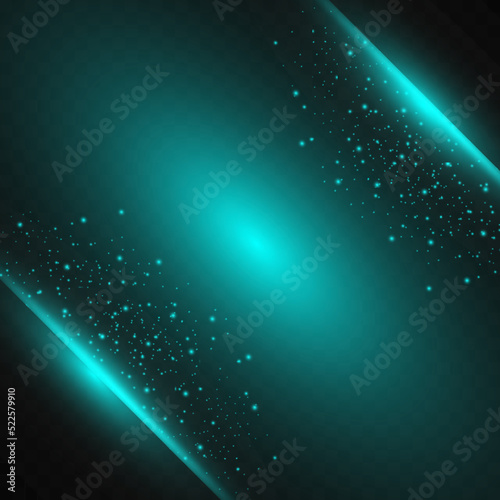 The beautiful star exploded into a bright radiance. Glowing stripes on a transparent background. Glowing abstract background with sparkles and dust
