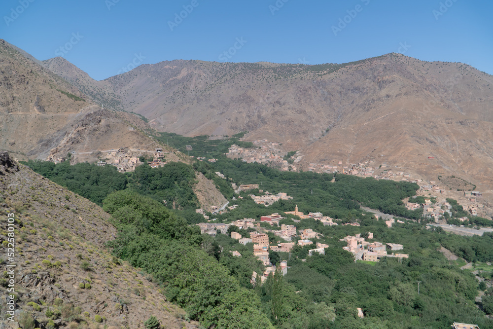 Panoramic view over imlil valley morocco