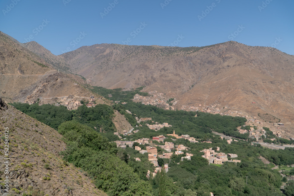 Panoramic view over imlil valley morocco