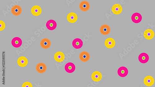 Round colored patterns on gray background