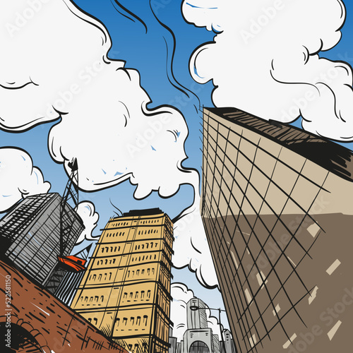  Hand drawn city sketch, vector illustration