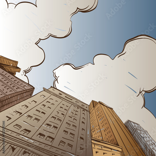 Hand drawn city sketch, vector illustration