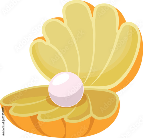 Pearl clam icon. Open shell. Ocean treasure symbol