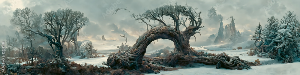Fototapeta premium Artistic concept painting of a forest landscape, background illustration.