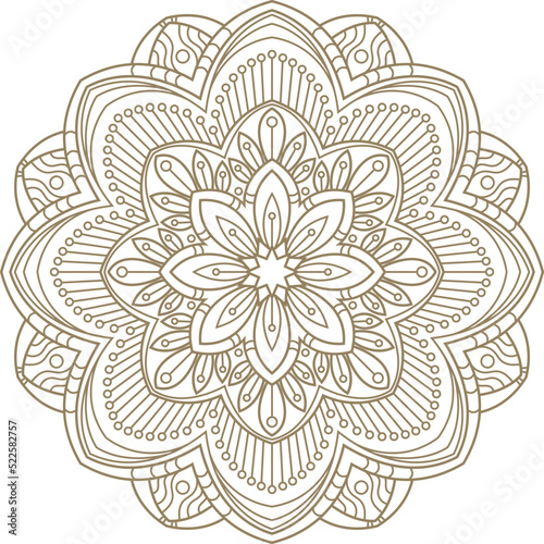 Traditional asian meditation circle. Round mandala ornament