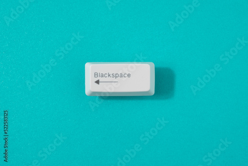 Backspace retro keyboard key converted to black space. Pessimism, depression minimal concept. photo