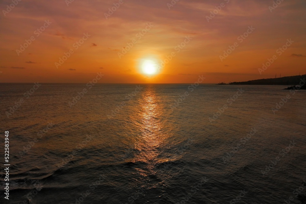 Dark sunset on Sengigi beach
