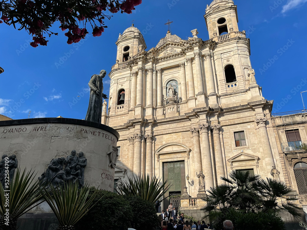 Italian baroque church against the blue sky