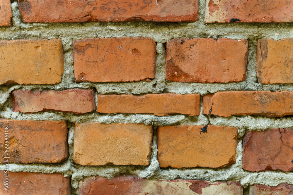 Old brick red wall background, brick wall texture, structure. Old brick red wall background, brick wall texture, structure.