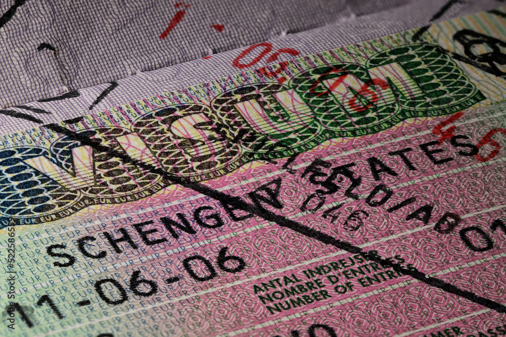 Obraz premium Schengen States visa in passport
