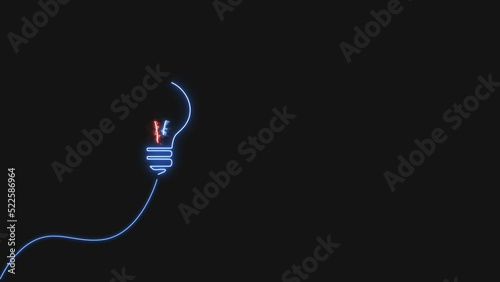 Neon animated lamp icon. Running light track, beam, lines. Bright glow. Symbol of eternal love. Valentine's day. Hot hearts. Flame of passion. Screensaver for intro, business, holidays, discounts. 4k