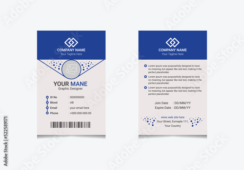 Unique and modern official id card template