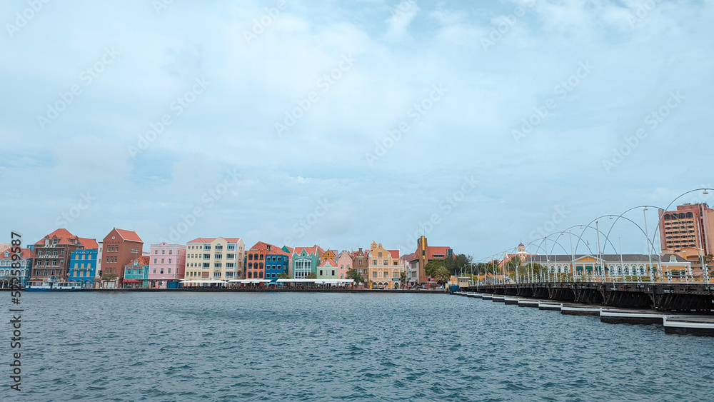 Colored buildings on streets in Curacao