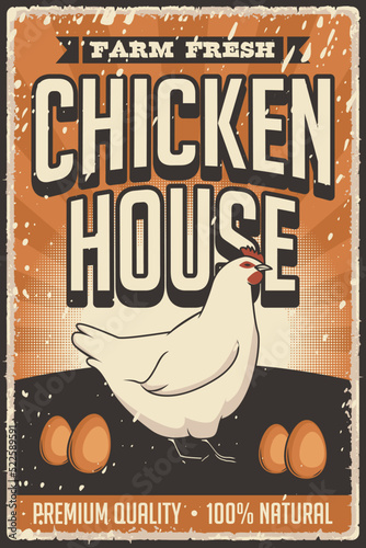Chicken House Signage Poster Retro Rustic Classic Vector
