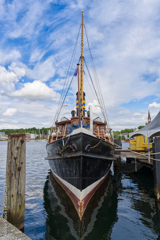 Bow of a historic steamship in Northern Europe