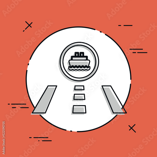 Vector illustration of single isolated road to port icon