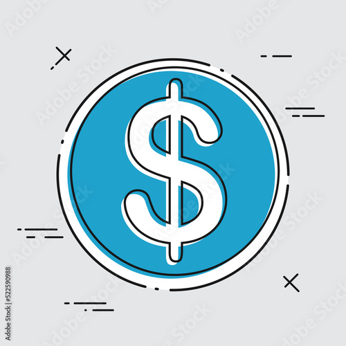 Vector illustration of single isolated dollars icon