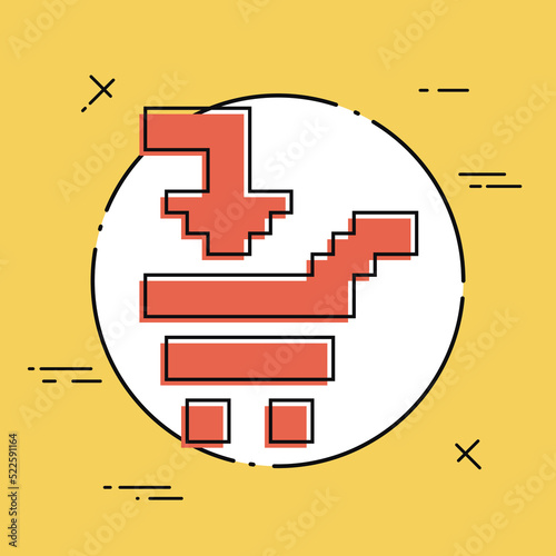 Vector illustration of single isolated pixel pc icon