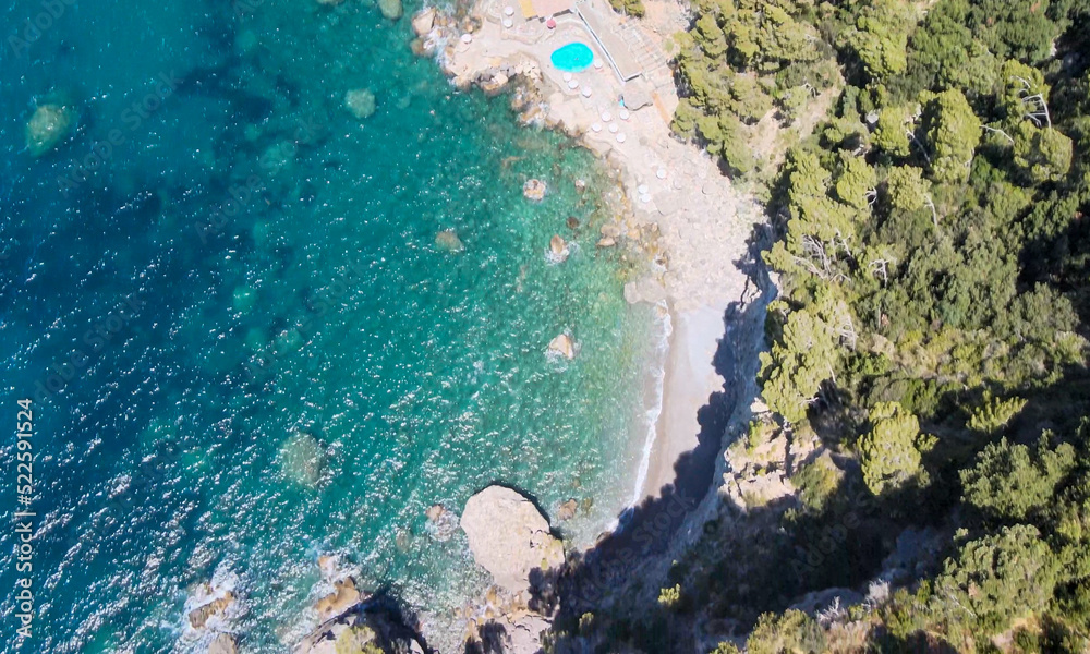 Obraz premium Amazing aerial view of beautiful Amalfi Coast in summer season, Italy. Drone viewpoint