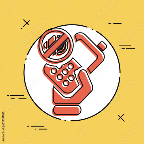 Vector illustration of single isolated phone mute icon