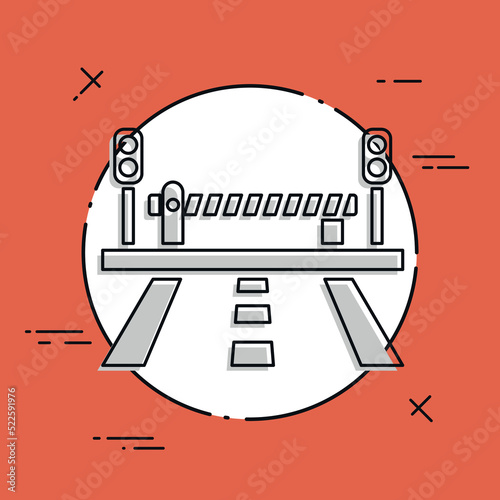 Obraz na plátně Vector illustration of road and level crossing icon