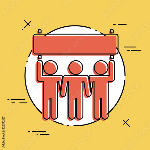 Manifestation of demonstrators or sport supporters - Vector icon for computer website or application