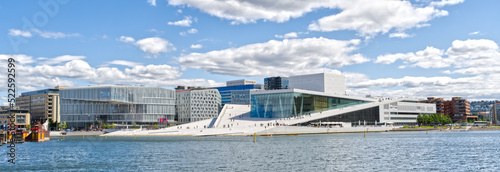 Fototapeta Oslo panorama extra wide including the bay and the opera house Norway Europe