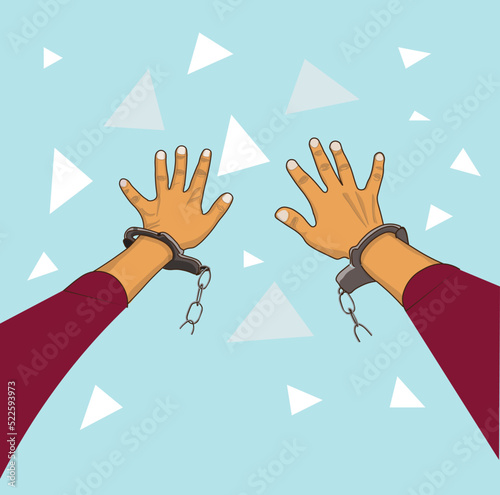 illustration of hands breaking free from handcuffs