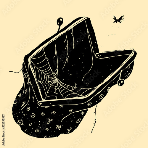 Vector Illustration Empty Old Purse