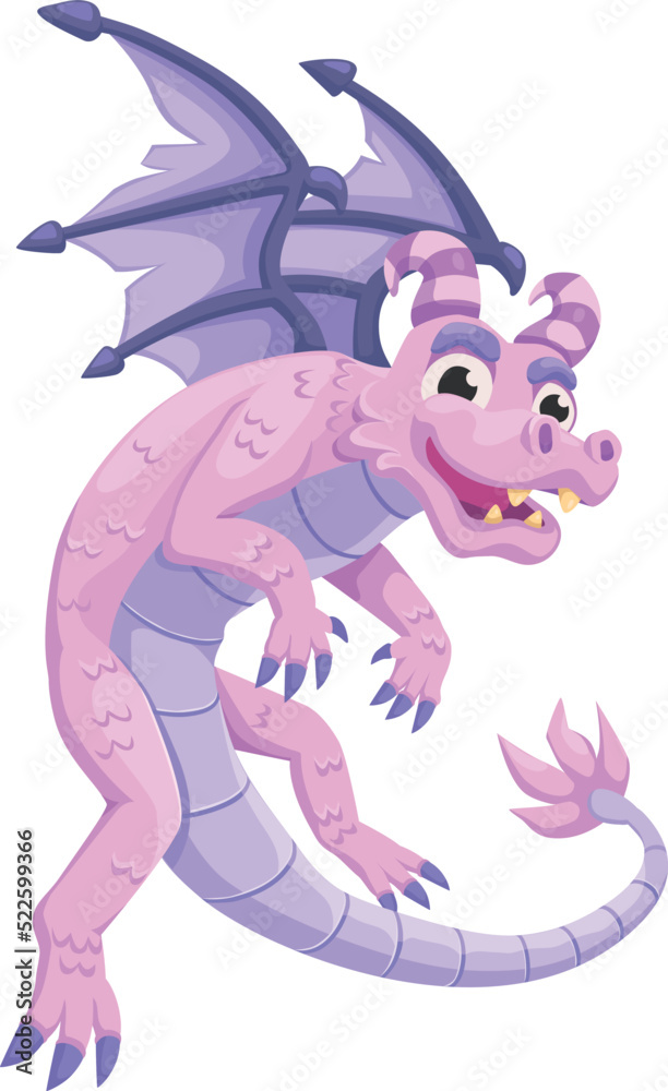 Fototapeta premium Flying dragon. Cartoon fantasy monster. Funny mascot