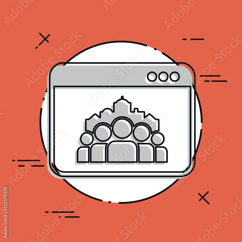 Cityscape and people community - Vector flat minimal icon