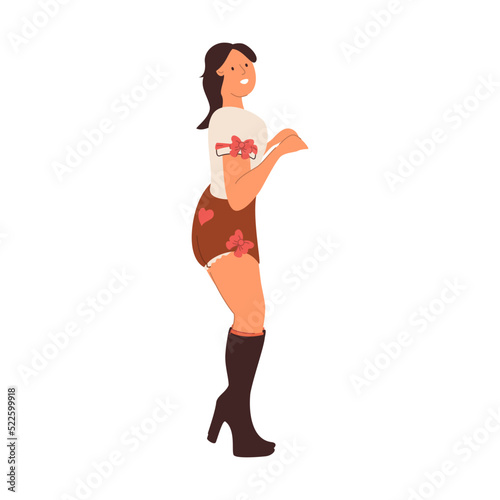 Oktoberfest Party Celebration. Woman Wearing Traditional Clothes couples dance, musicians play. Vector Illustration.