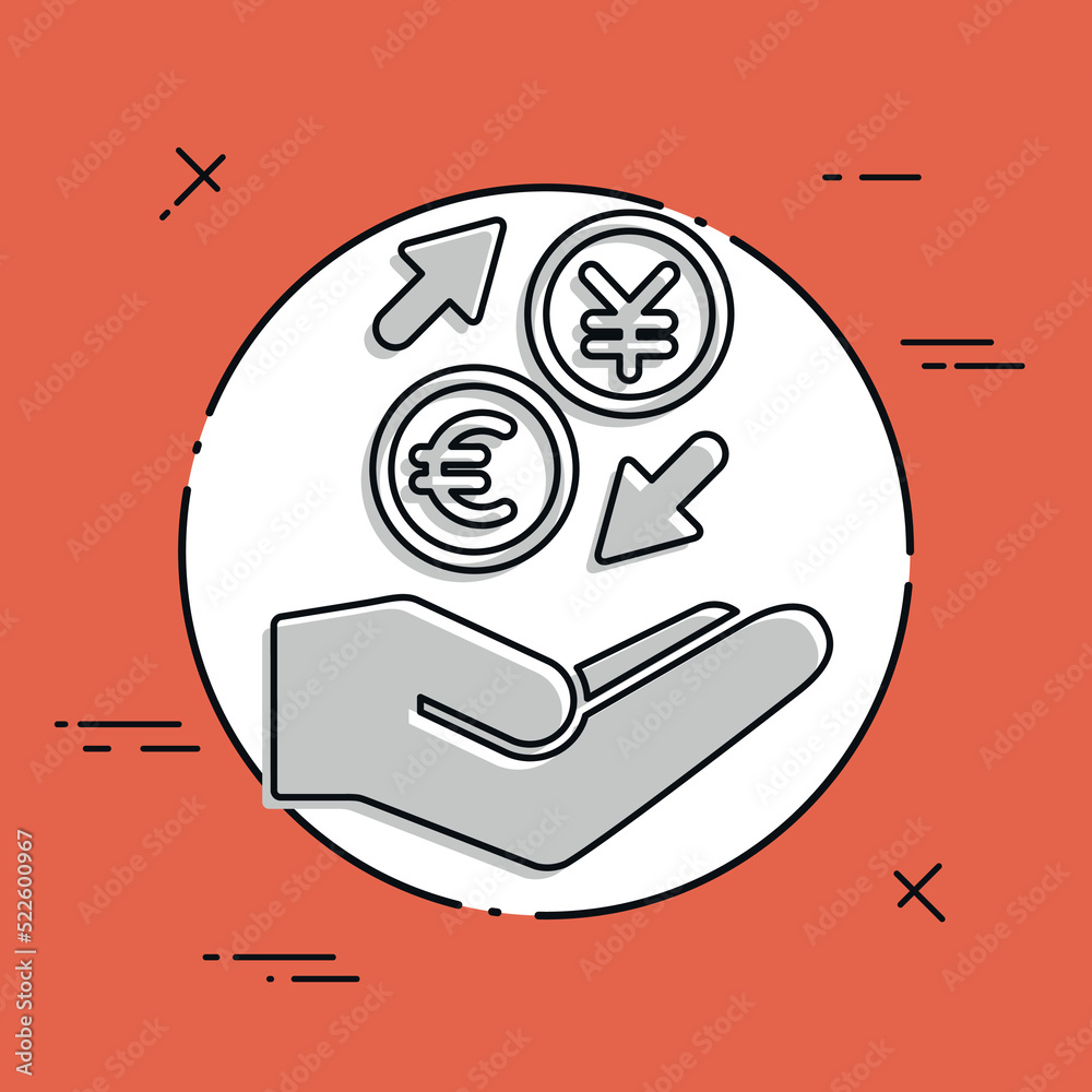 Money exchange services - Euro/JPY - Minimal icon Money exchange services - Euro/JPY - Minimal icon