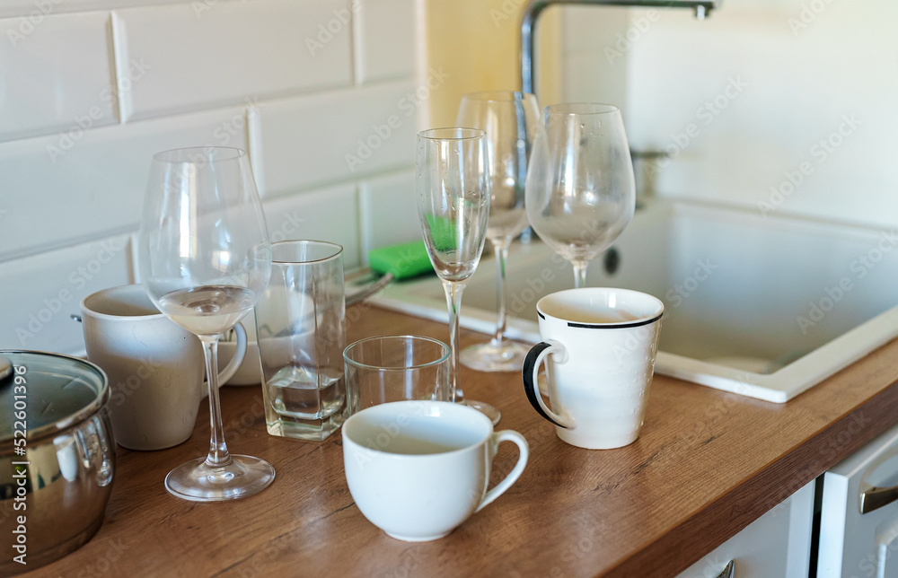 Unwashed dirty dishes after the holiday. Unwashed dirty dishes after the holiday.