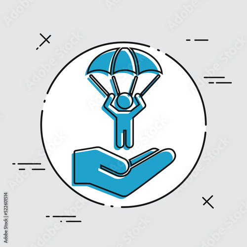 Parachuting concept - Minimal vector icon