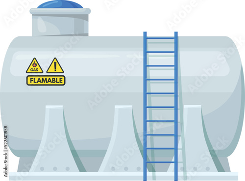 Gas container. Flammable dangerous metal tank icon