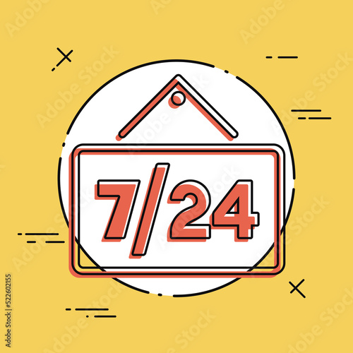7/24 services signboard - Vector web icon