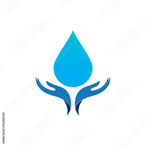 water drop and hand logo