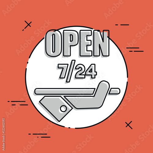 Constantly open - Shop services 7/24 - Vector web icon