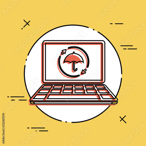 Full computer protection - Vector flat icon
