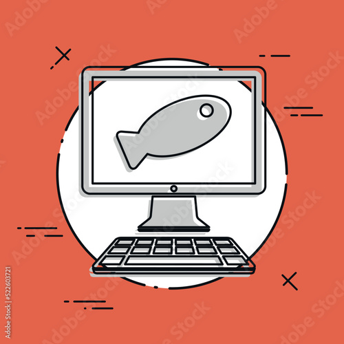 Online food shop - Fish - Vector flat icon