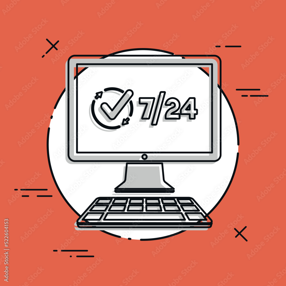 7/24 full web services - Vector flat icon 7/24 full web services - Vector flat icon